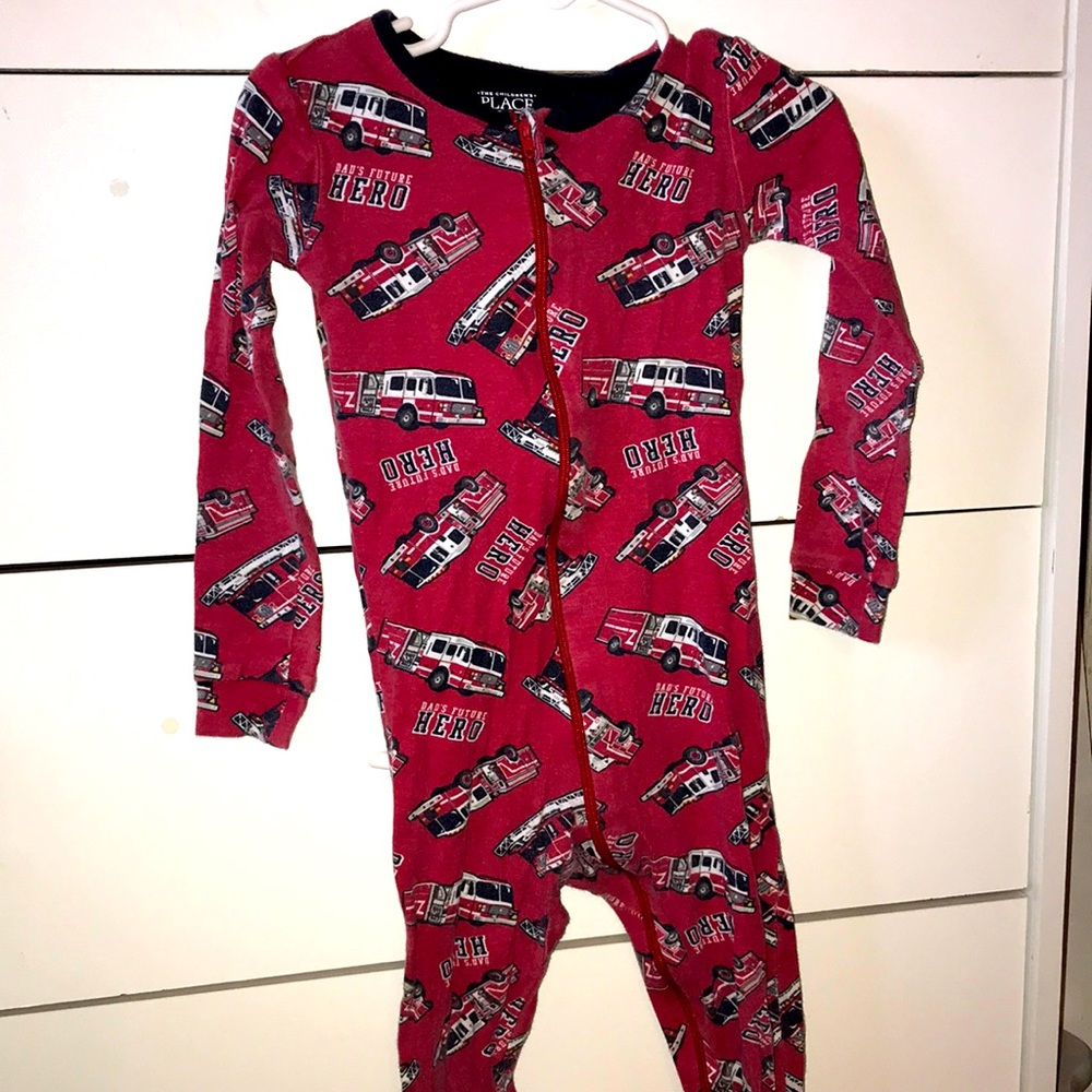 Fire truck footed pajamas